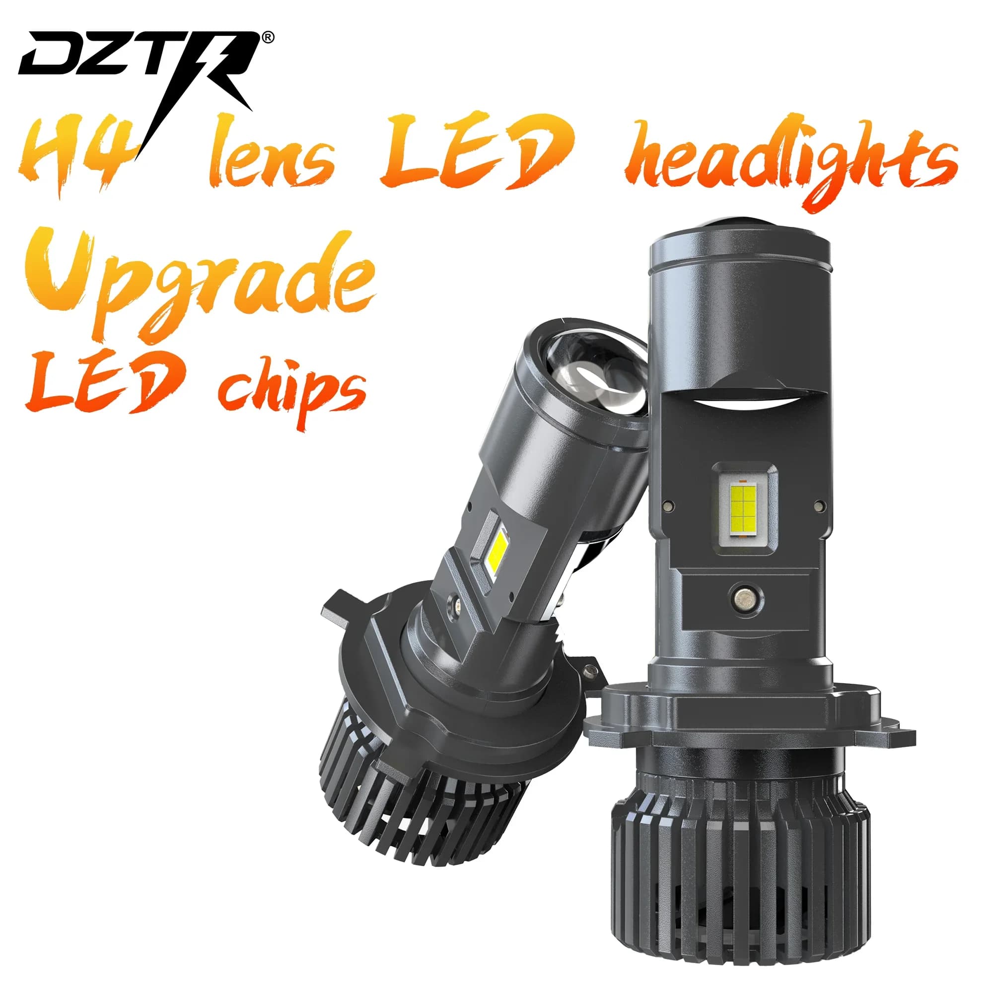 DZTR 2 Pezzi Lampadine LED H4 per Fari Auto, Mini Proiettore 6000K, Lente Mini H4, Faro con Lente Mini Proiettore LHD RHD 12V 24V