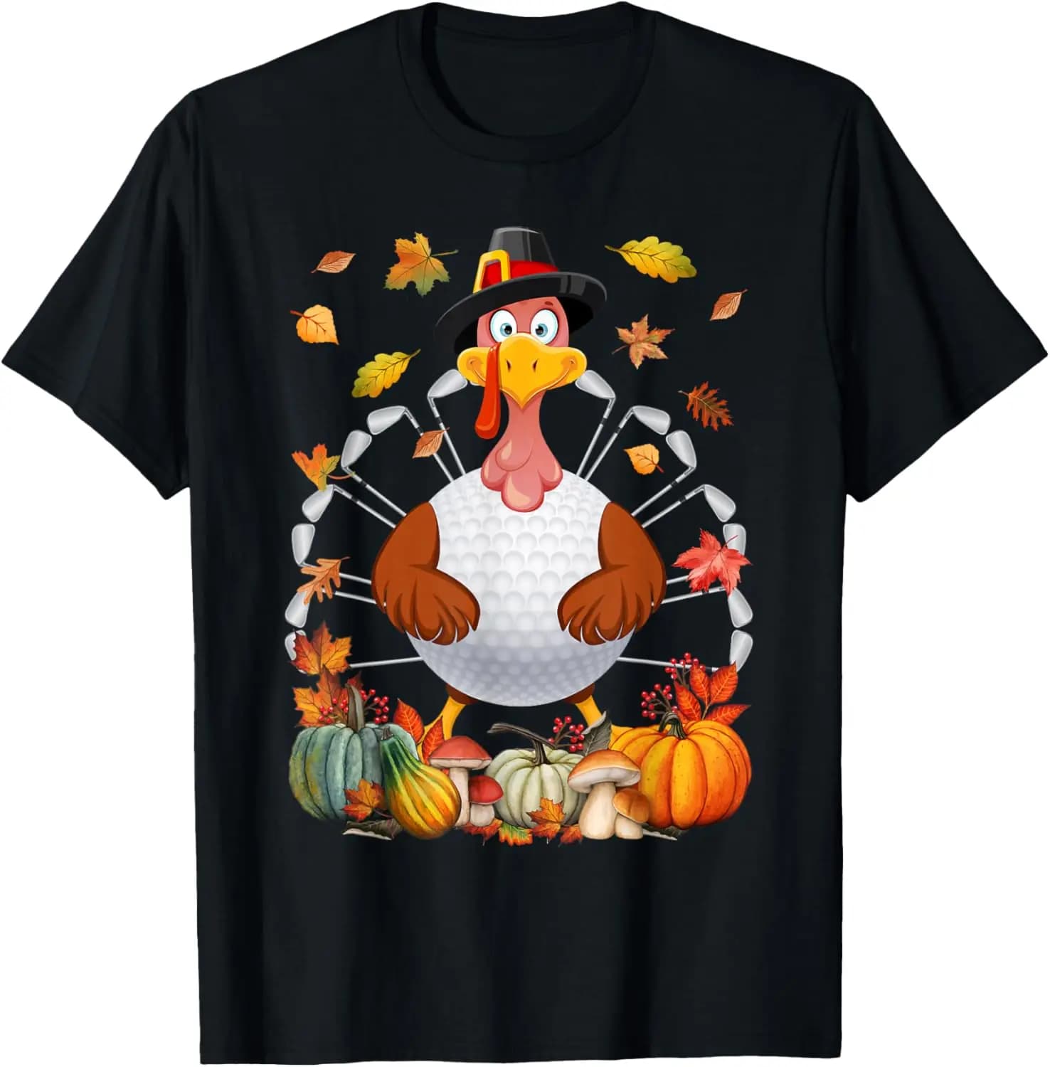 Turkey Golf Balls Sticks Tail Fall Vibes Happy Thanksgiving T-Shirt Personalized Clothing Casual Funny Vintage Clothes