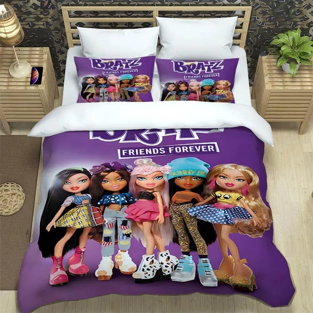 Cartoon Bratz Duvet Cover Pillowcase Bedding Set Adult Boy Girl Bedroom Decoration Children Single Double Large Size