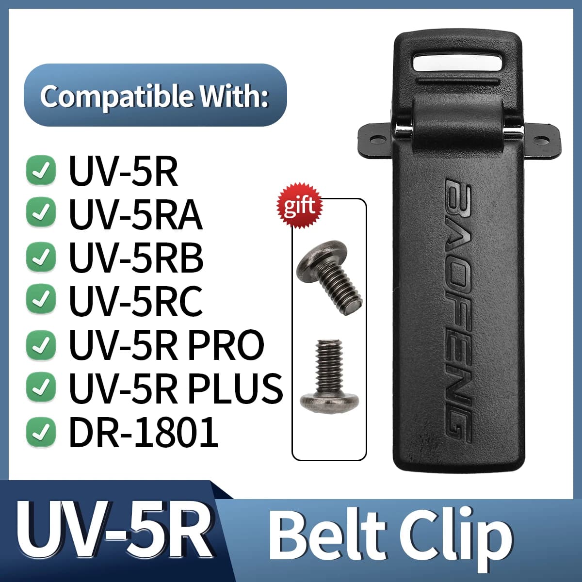 1/2 pz Originale Baofeng UV-5R Clip da Cintura con Screrws per Baofeng UV5R UV-5RA UV-5RE DM-5R Plus Walkie Talkie radio bidirezionale