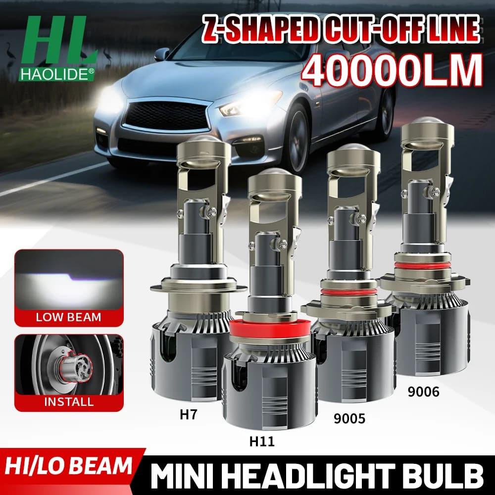 HL 2 pezzi LED H7 faro mini lente del proiettore H11 9005 9006 HB3 HB4 6000K guida a sinistra 40000LM 200W faro 12V RHD