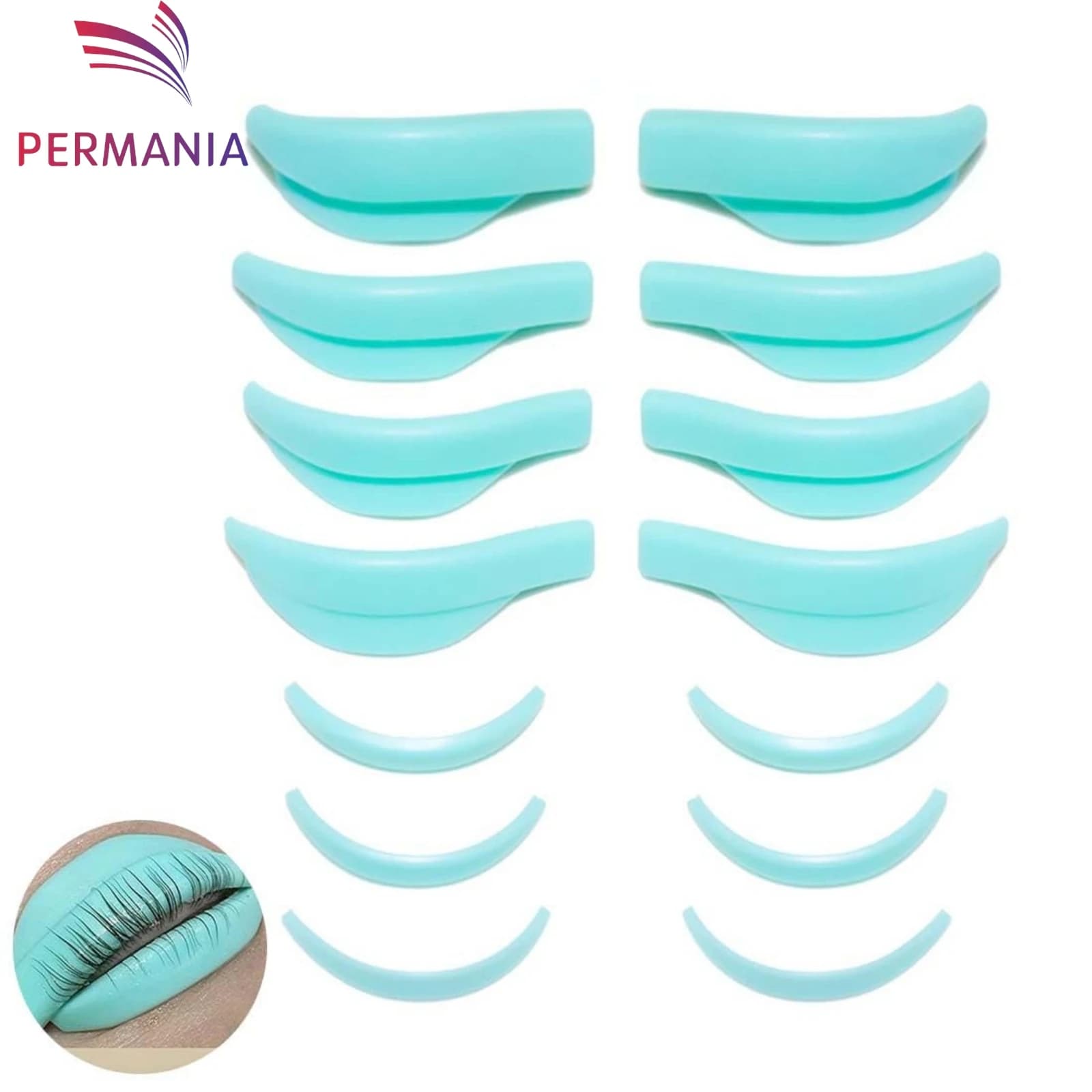 Permania New Set of 7 Silicone Bearing Paia for Permanent Eyelashes, Reusable, for Lifting Eyelashes
