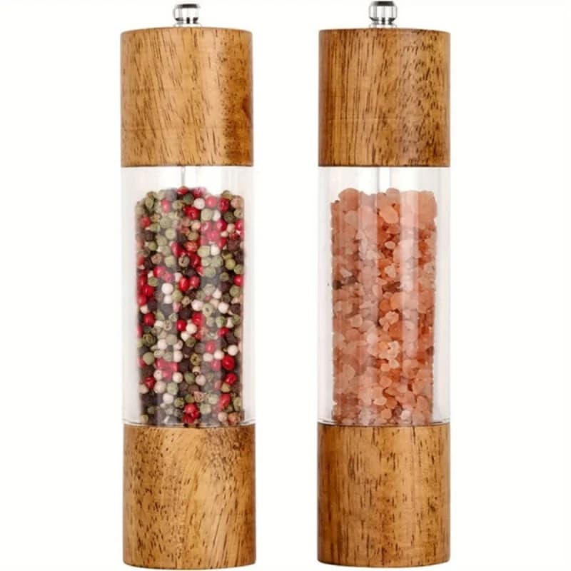 Set macina sale e pepe in acrilico premium da 2 confezioni, macina sale e pepe manuale - set macina pepe in legno