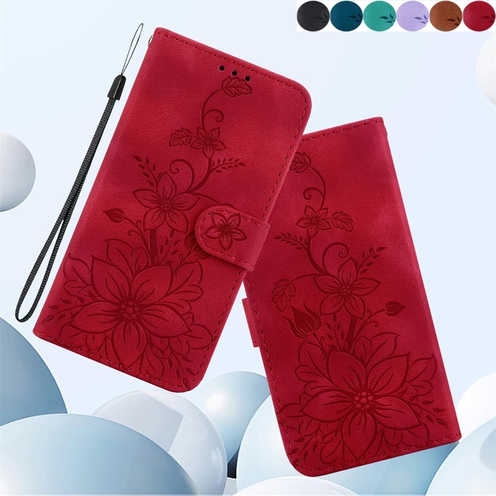 Custodia in pelle per INFINIX HOT 30 20 10 9 Play 11 11S NFC 12i 20i 20S 30i lily Flower Slot per schede portafoglio Manget Flip Book Case Cover