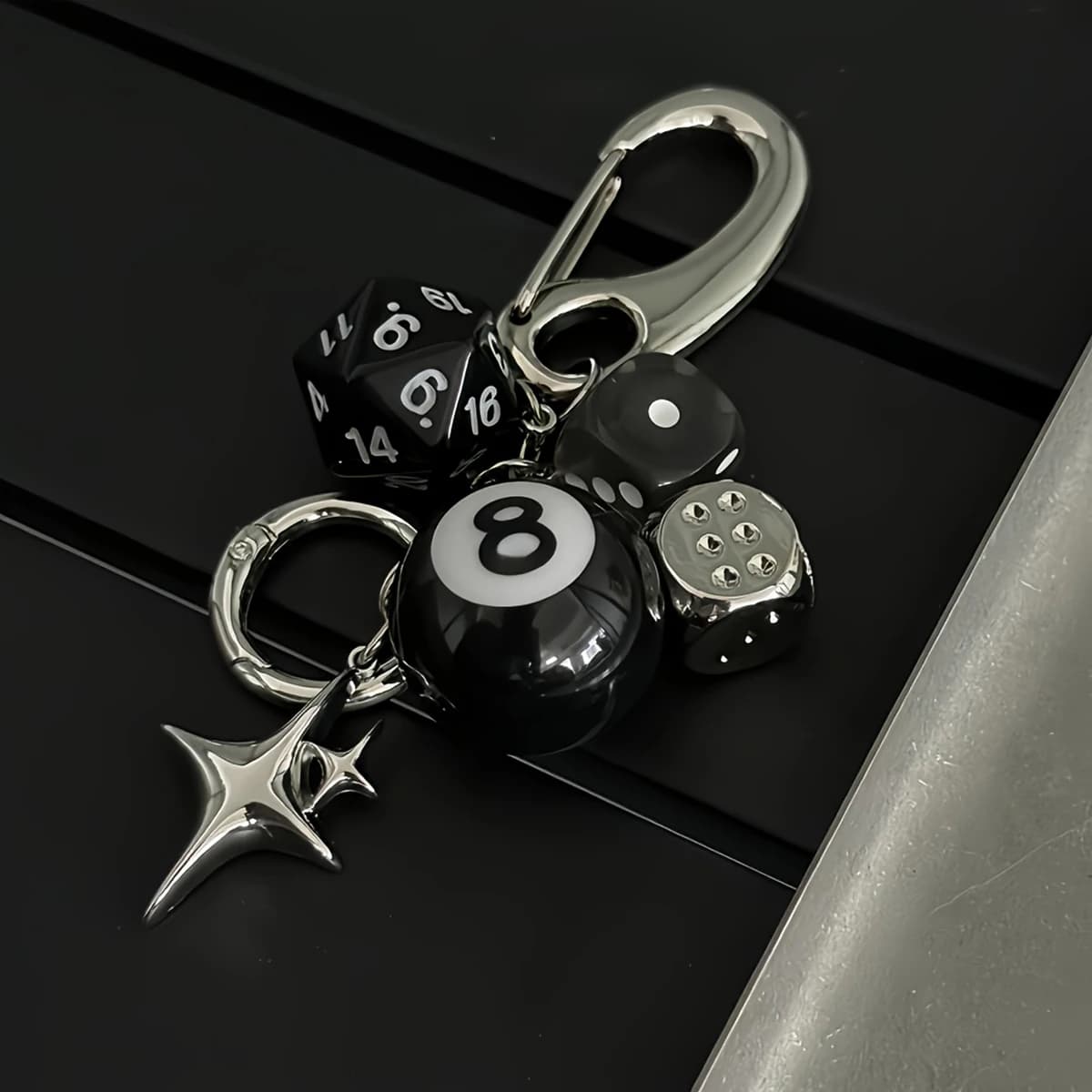 Star Dice Shaped Pendant Eight Black Balls Pendant Handmade Ornaments Handmade Do You Suitable for Car Keychain Decorations Cool Style