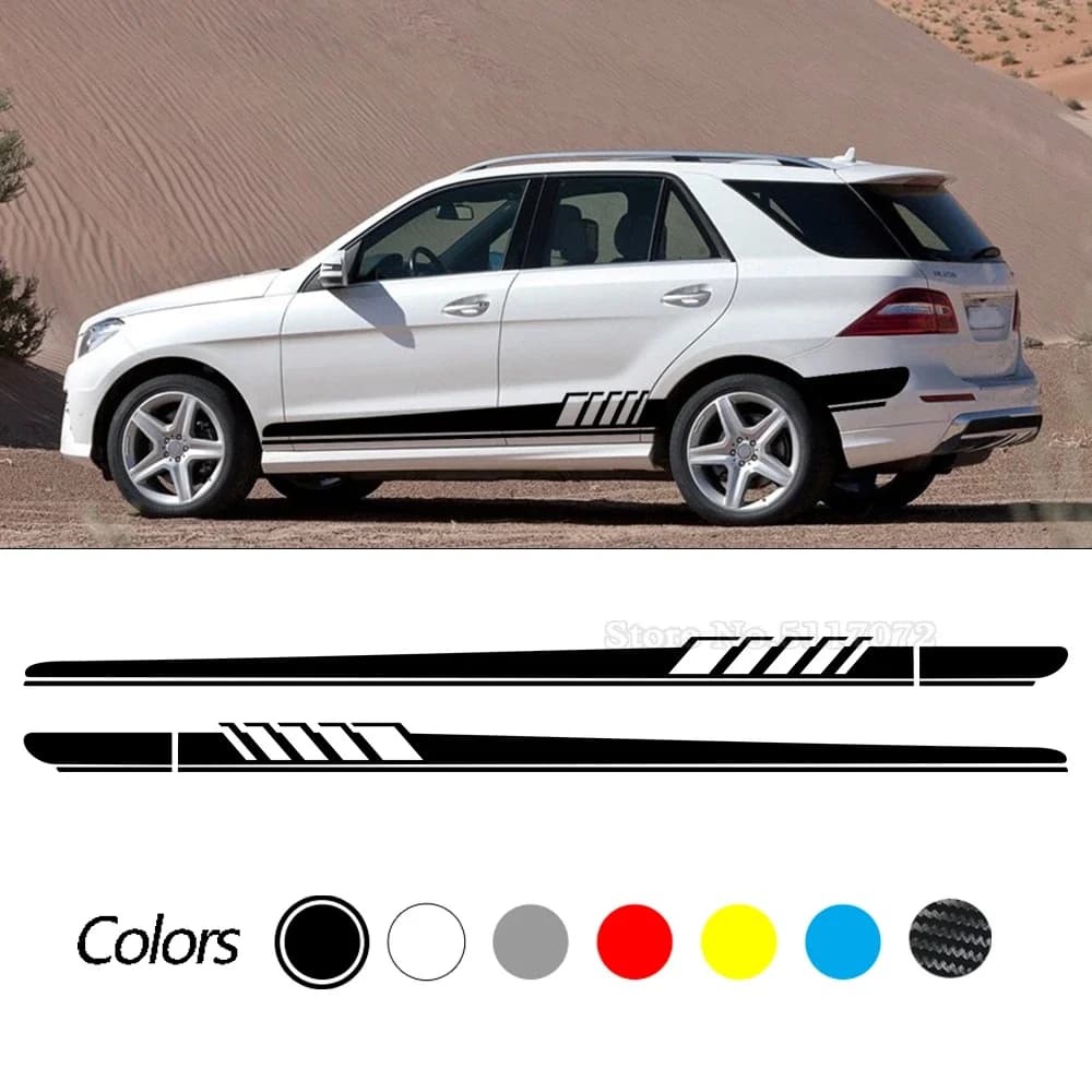 2 pz per Mercedes Benz GLE GLK ML classe AMG W164 W166 GLE350 GLE400 GLK350 ML350 Car Sticker minigonne laterali Body Stripe decalcomanie fai da te