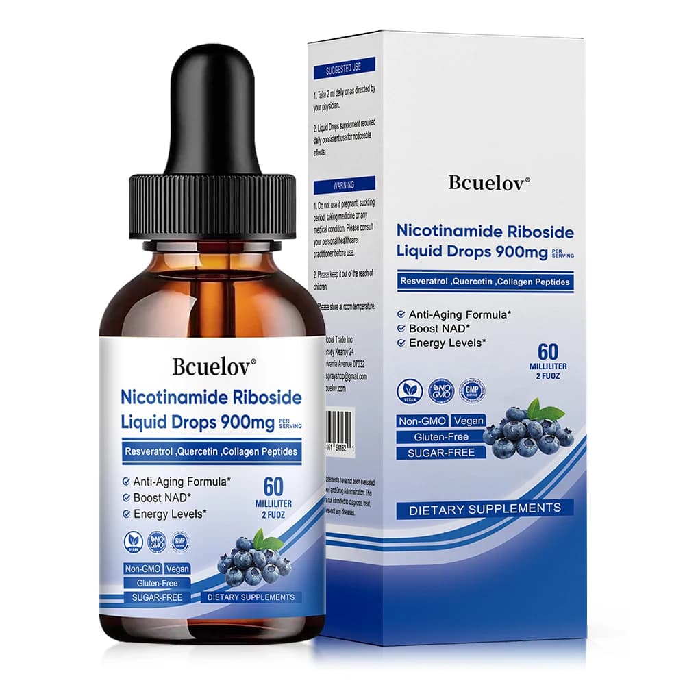 NAD+ Liquid Drops Nicotinamide Riboside Resveratrol 900mg NAD+ Supplement with Quercetin, Collagen, Biotin for Women & Men