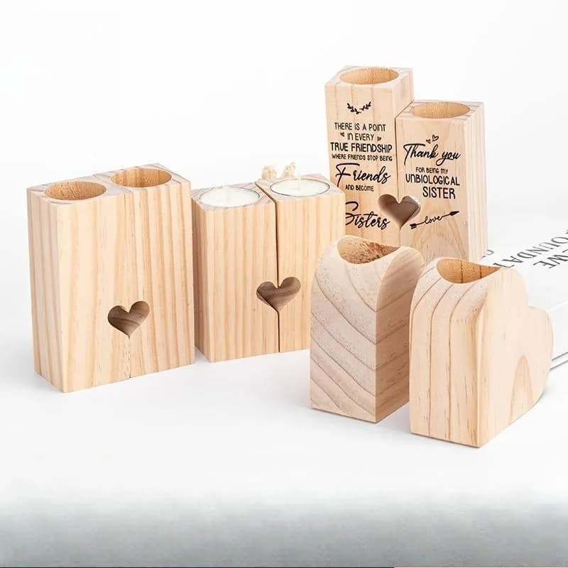 Portacandele a forma di cuore in legno da 1 pezzo per regali romantici - Decorazioni per la casa di San Valentino, portacandele per aromaterapia ecologico