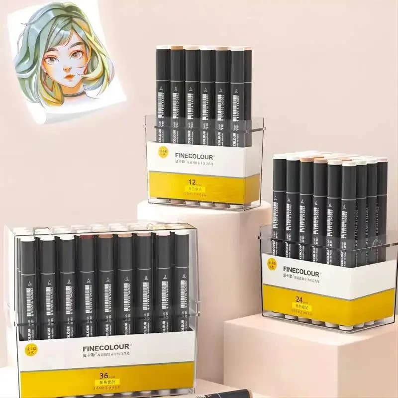 Finecolor EF103 pennarelli per schizzi a doppia testa pennarelli artistici a base di alcol artista morbido oleoso Manga materiale scolastico 12 colori