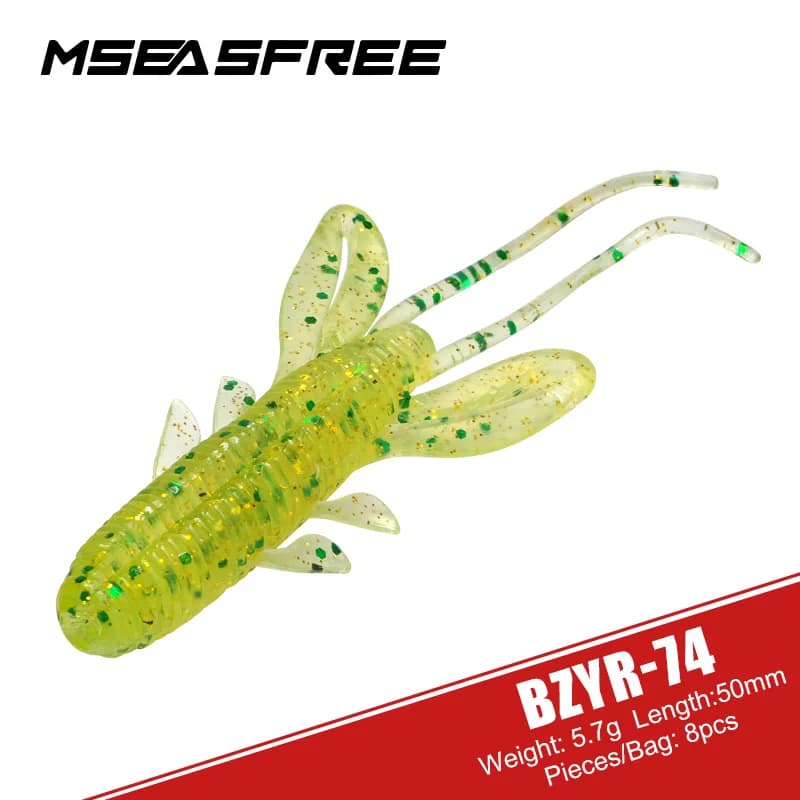 MSEASFREE-Esche da pesca in Silicone, esche morbide per gamberetti, Wobblers per basso, luccio, Swimbait, esche Jigging, vermi, 5.7g, 8 pz/pacco