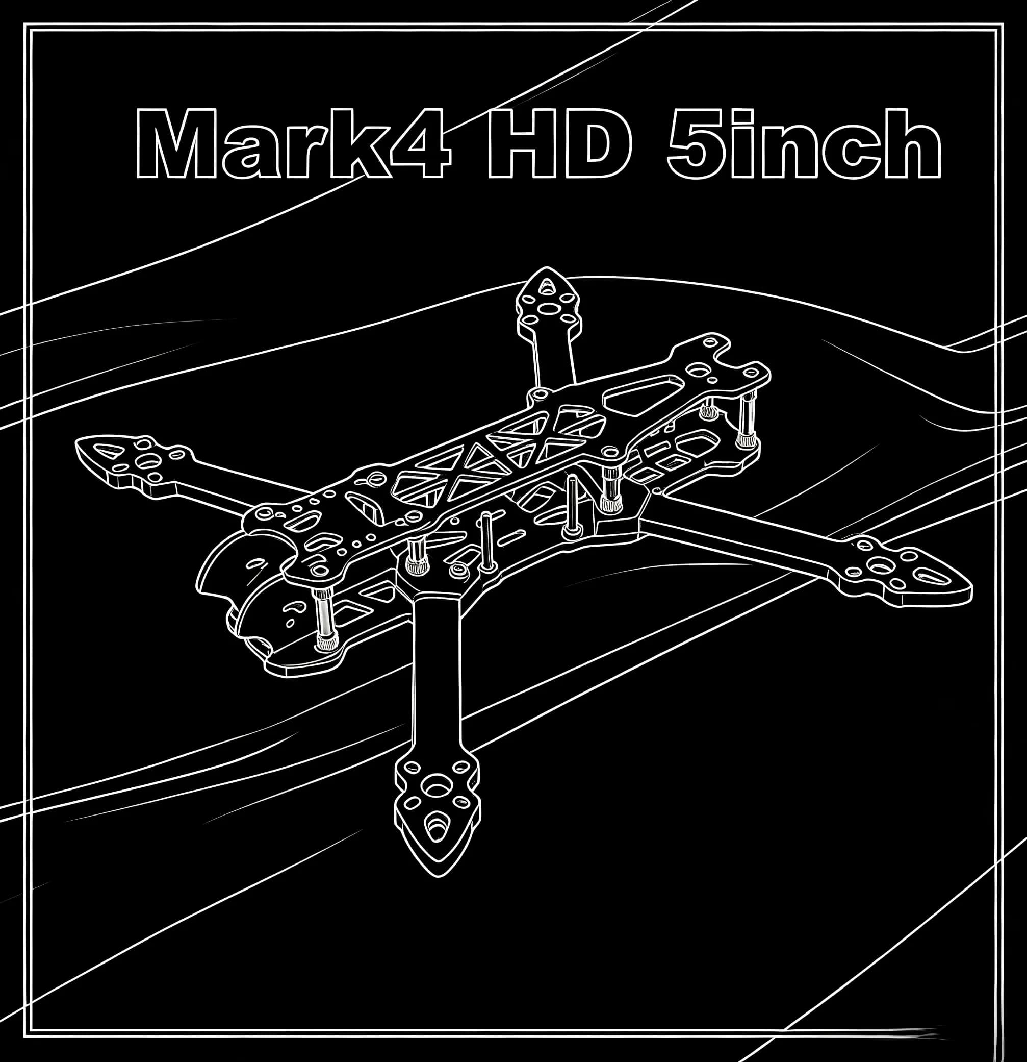 MARK4 V2 Mark 4 V2 Kit Telaio FPV da 5 pollici 240mm / 7 pollici 295mm in Fibra di Carbonio con Braccio da 5mm per Drone FPV da Corsa O3 Quadricottero Freestyle