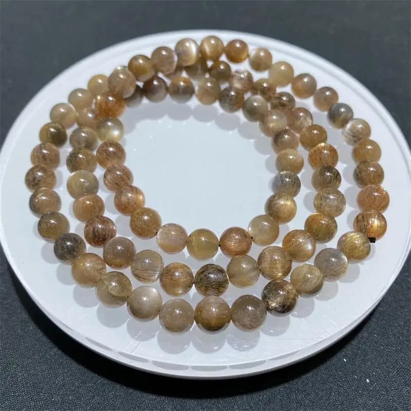 Bracciale triplo cerchio al quarzo scheletrico naturale da 6 mm, guarigione, pietra Reiki, gioielli in cristallo, regalo di festa, 1 pezzo