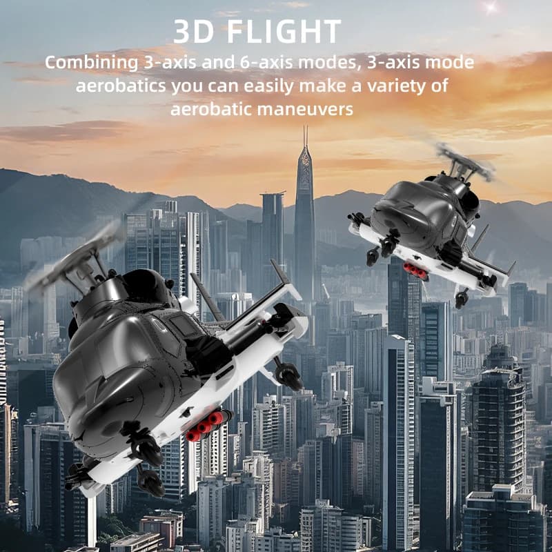 Elicottero RC Yu Xiang F02 V Airwolf a 6 Canali Senza Aileron, Aeromobile Telecomandato in Scala Simulata per Volo Esterno con Acrobazie 3D