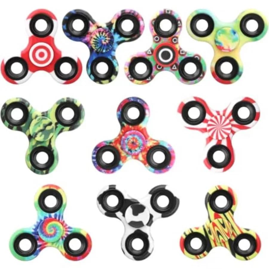Set di 10 Fidget Spinner in Metallo per Adulti, Tri-Spinner Antistress, Giocattoli da Agitare a Mano, Regalo per Pasqua e Compleanno