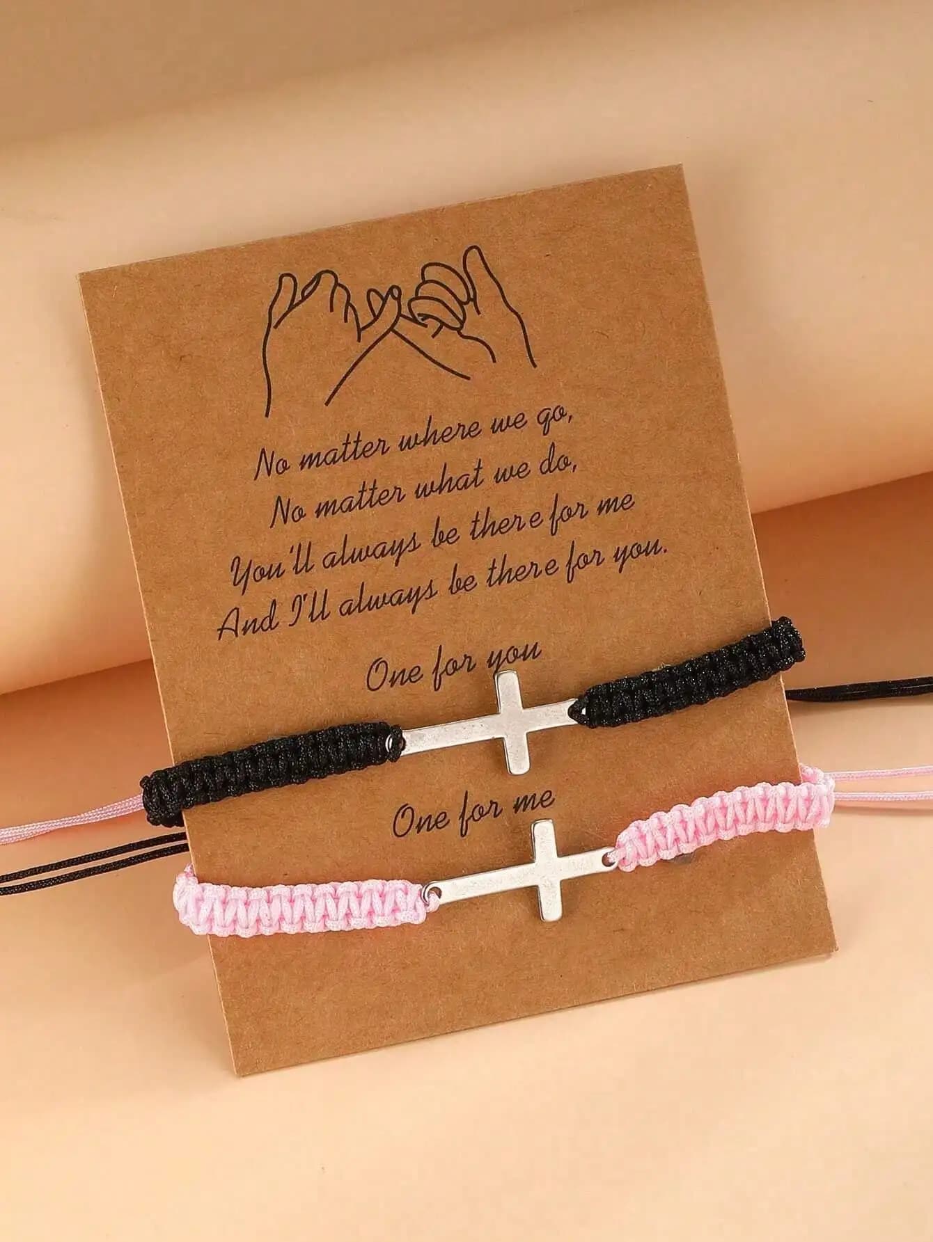 2 Pezzi Braccialetto di Coppia alla Moda in Acciaio Inossidabile con Croce, Regalo Interessante per San Valentino e Decorazione Festiva