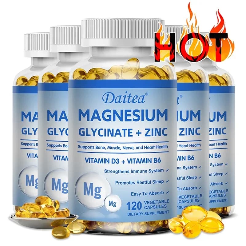 Magnesium Zinc and Vitamin D3 - Triple supplement for men and women - for sleeping, bones, heart, immune support