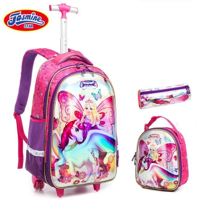 Zaino per la scuola dei bambini Zaino trolley per bambini su ruote Studente Zaino con ruote per ragazze Borse trolley per bagagli da viaggio