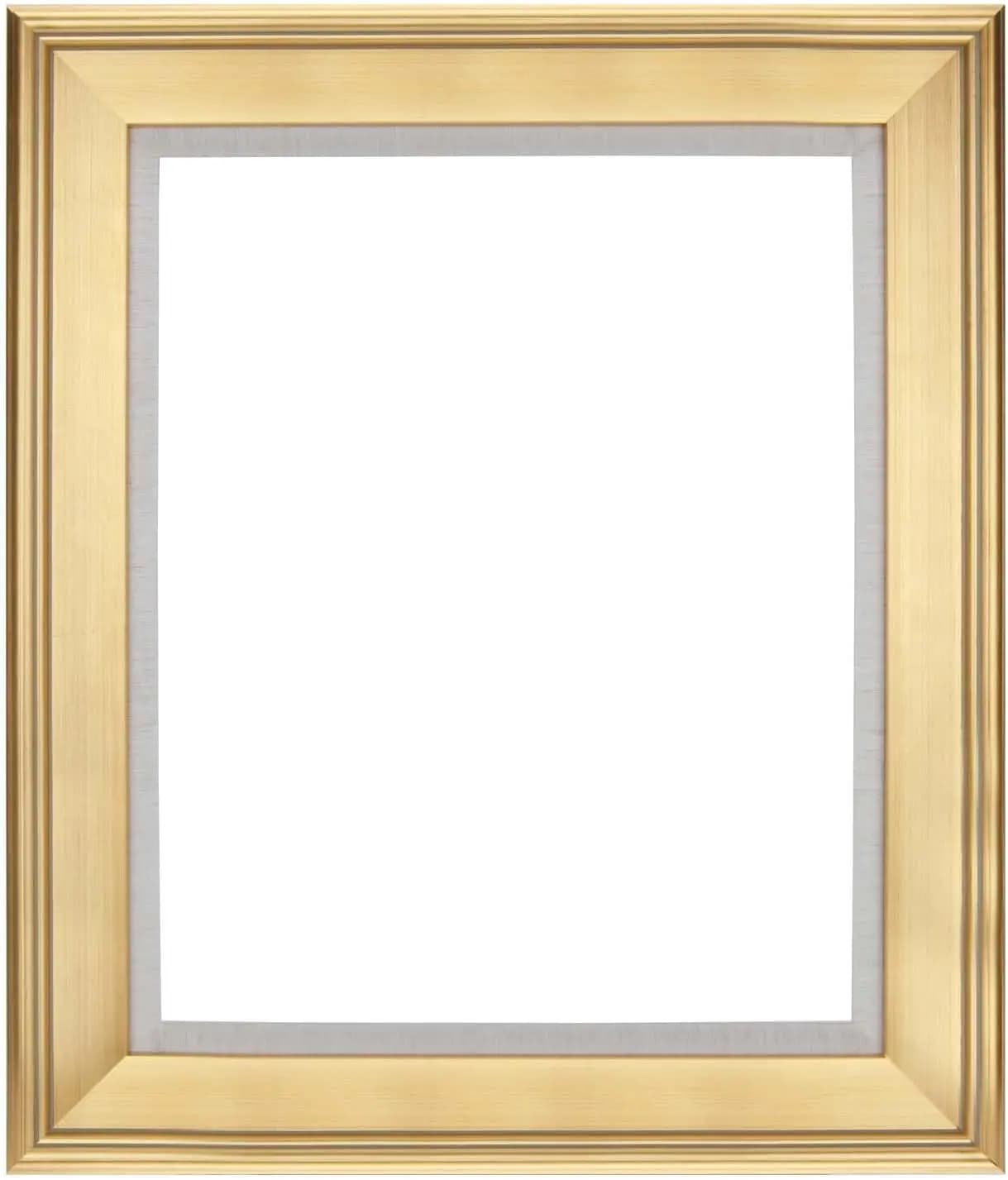 Elegante Cornice Dorata Plein Aire con Rivestimento in Lino, Cornice per Quadri Ornata 16x20 con Retro Aperto, Legno Gessato, Cornice Larga 2,75 Pollici