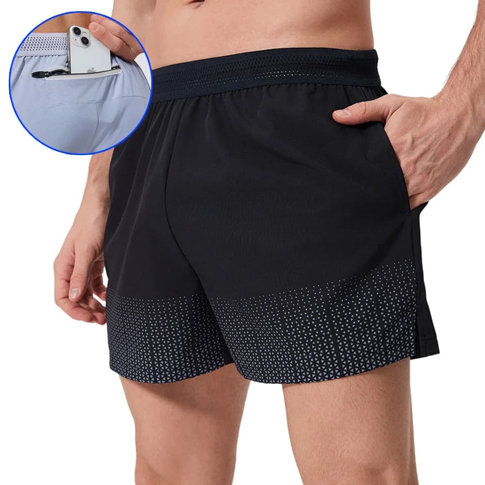 Pantaloncini da corsa da uomo Fitness Quick Dry PALESTRA Corti da jogging Allenamento Pantaloncini sportivi estivi con marsupio
