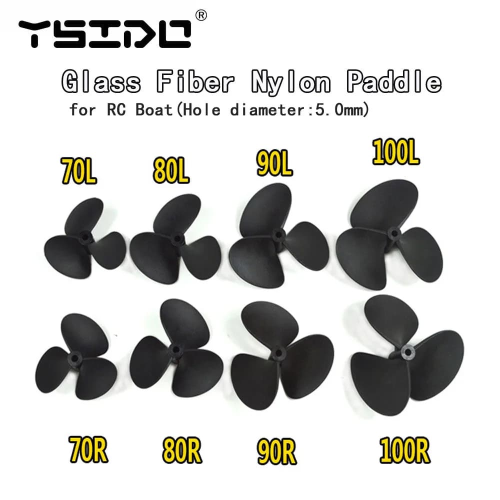 YSIDO 70mm 80mm 90mm 100mm CW/CCW 5.0mm Elica a tre pale per RC Barca Simulata Nave Drone subacqueo
