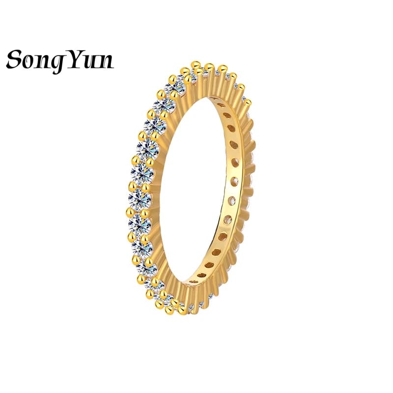 Anello in Argento Sterling 925 con Moissanite VVS Placcato Oro 18K per Donna, Gioielli Brevettati MST del Marchio SONGYUN
