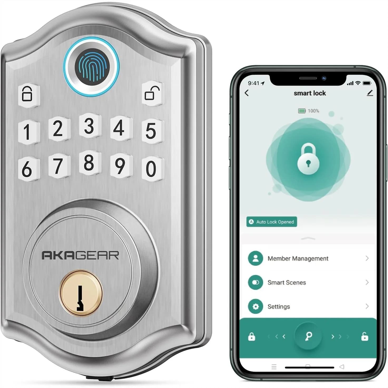 Serratura per Porta Senza Chiave con Impronta Digitale, Lucchetto Elettronico con Tastierino per Porta d'Ingresso, Chiusura Automatica e Blocco con Un Solo Tocco