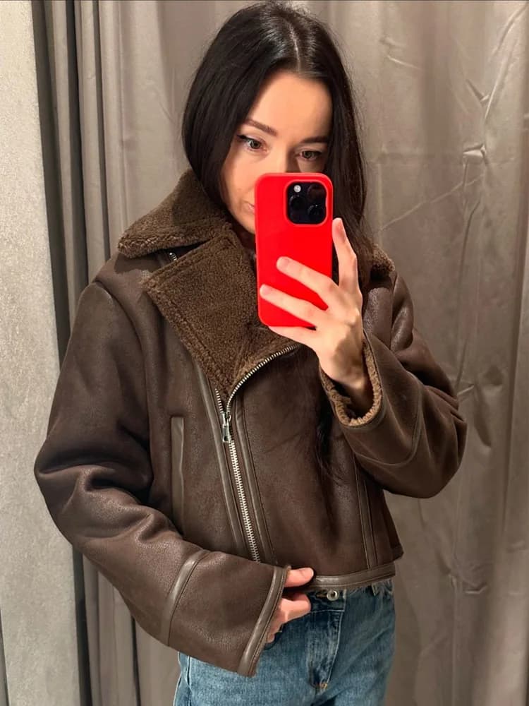 HH donna inverno nuova moda bavero reversibile giacca corta cappotto femminile elegante tasca cerniera calda giacca casual a maniche lunghe