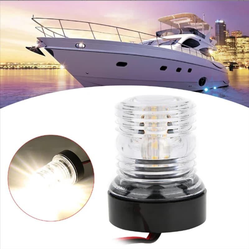 Luce di navigazione a LED bianca 12-24V Lampada di segnalazione a vela a luce intera da 360 gradi per luce di ancoraggio di poppa per barche e yacht