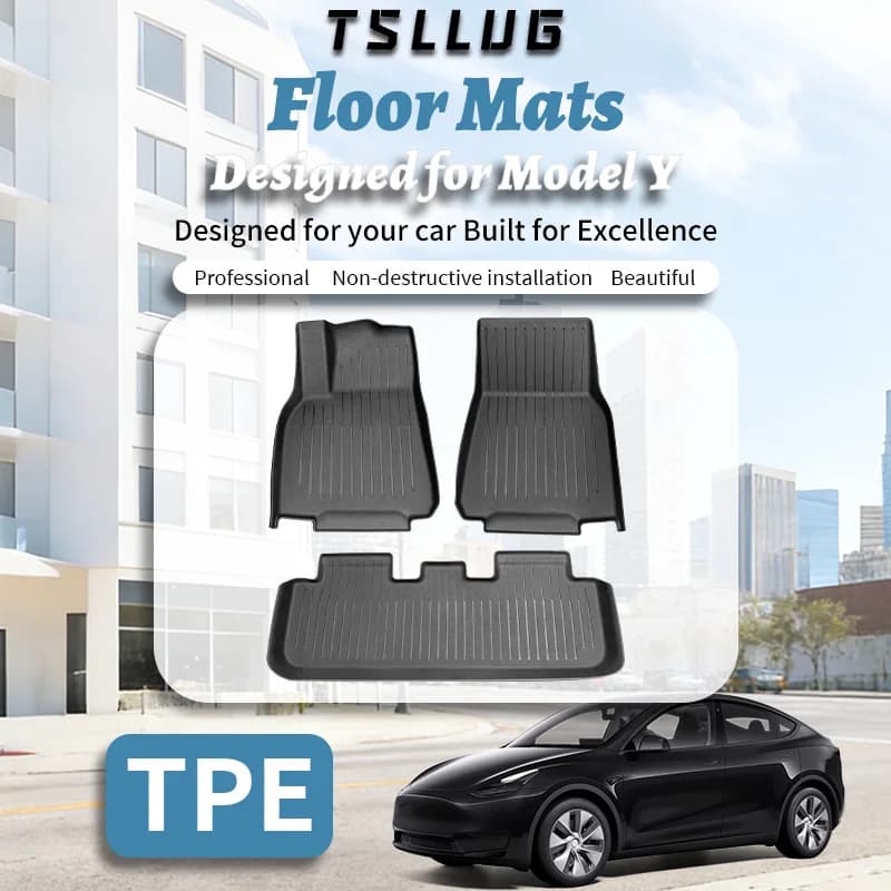Tappetini in TPE Resistenti all'Usura per Tesla Nuovo Modello Y Juniper, Tappetino per Bagagliaio Impermeabile, Accessori