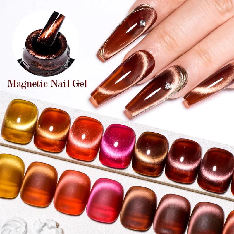 8 Colori 7ml Jelly Ambra Gatto Gel Magnetico Smalto Rosa Oro Rosso Semi Permanente Cat Eye Gel Nail Art Vernice Forniture per unghie