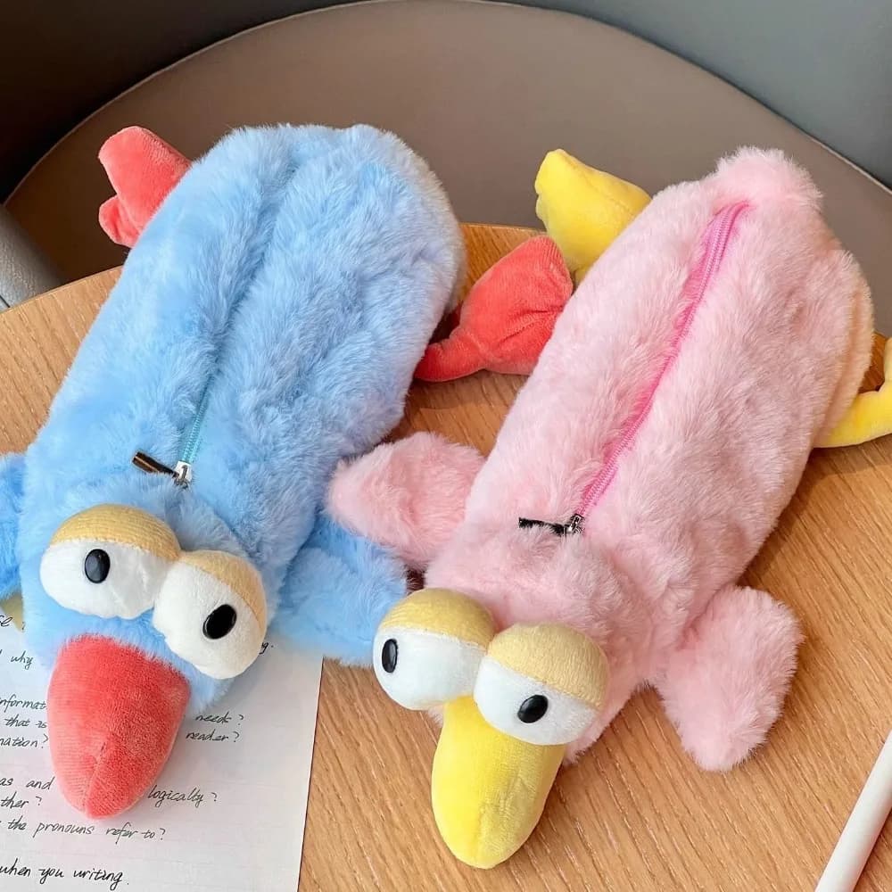 Astuccio per matite per bambole in peluche con lontra marina creativa Kawaii Portapenne ad alta attrazione Astuccio carino per matite Borsa per materiale scolastico di cancelleria