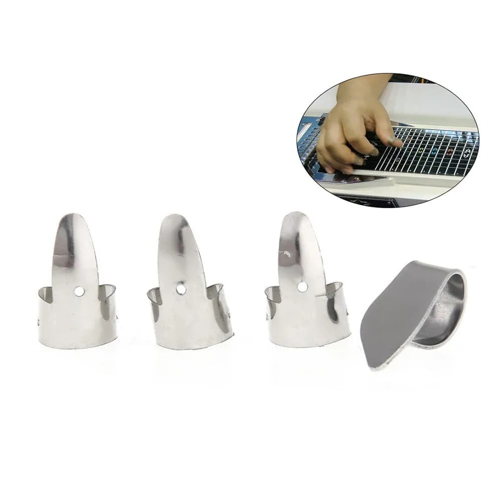 Stainless Steel Guitar Finger Picks 8 Pieces Gold Tone Thumb Picks for Acoustic Electric Bass Banjo Ukulele
