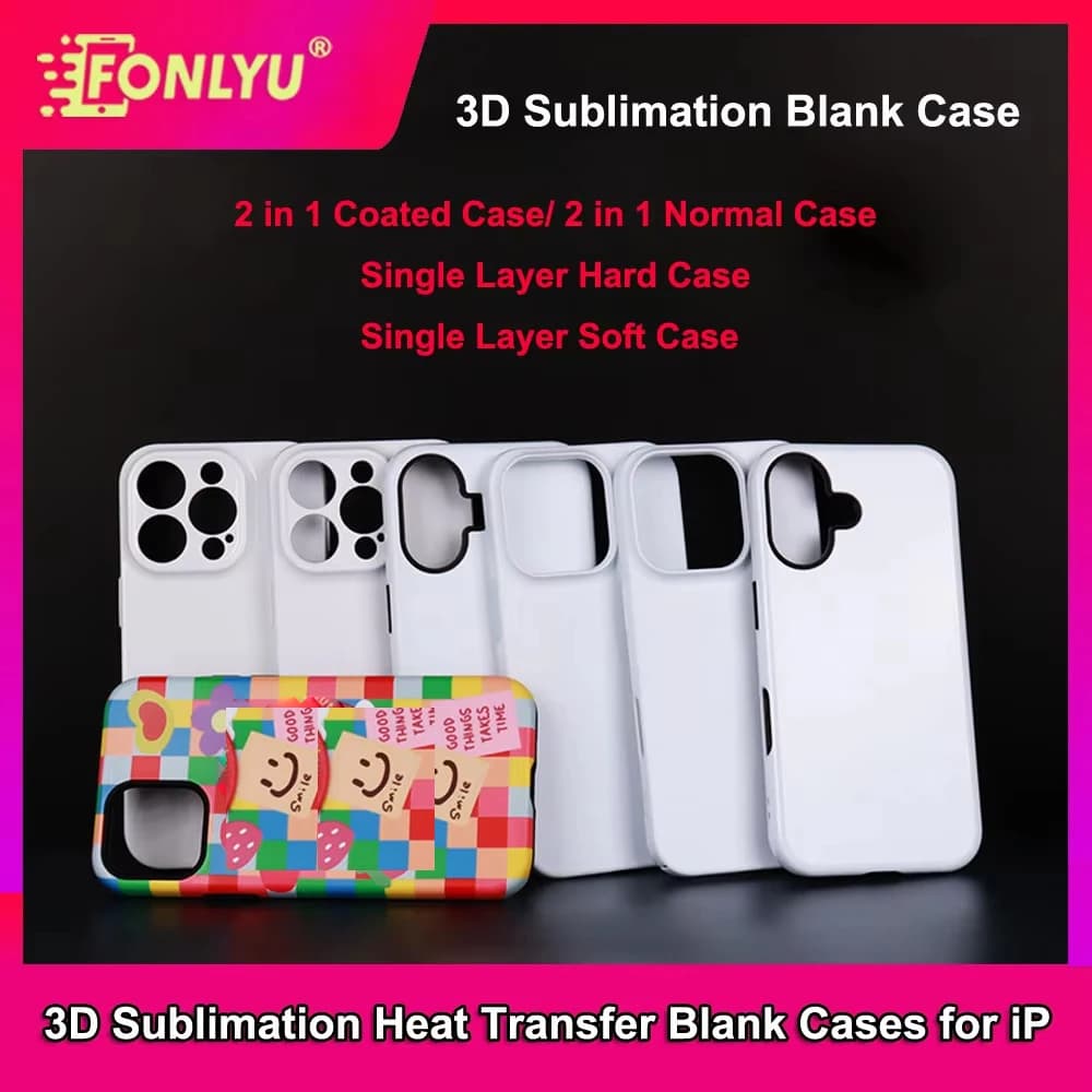 FONLYU Sublimation Blanks TPU+PC Phone Case Covers for iPhone 17 16 16 pro 16 promax 15/15 pro/15 pro max iphone 14 13 12 11