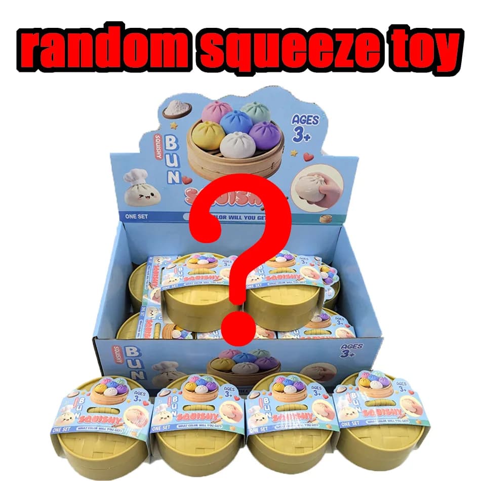 Blind box Grande Pallina Antistress a Forma di Raviolo con Vaporiera, Giocattolo Sensoriale Morbido e Colorato a Forma di Panino per Alleviare l'Ansia, Giocattolo da Spremere per Adulti e Bambini