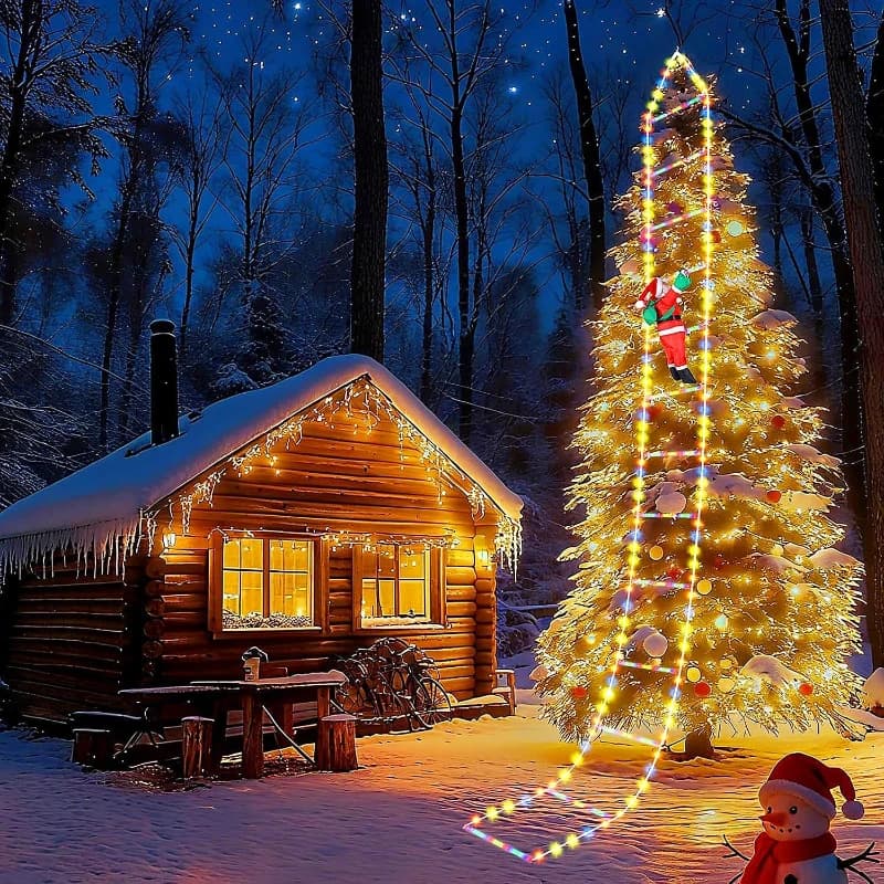 1/3M Babbo Natale scala da arrampicata luci della stringa USB 8 modalità lampada a LED decorazione natalizia per giardino albero di Natale regalo di Capodanno