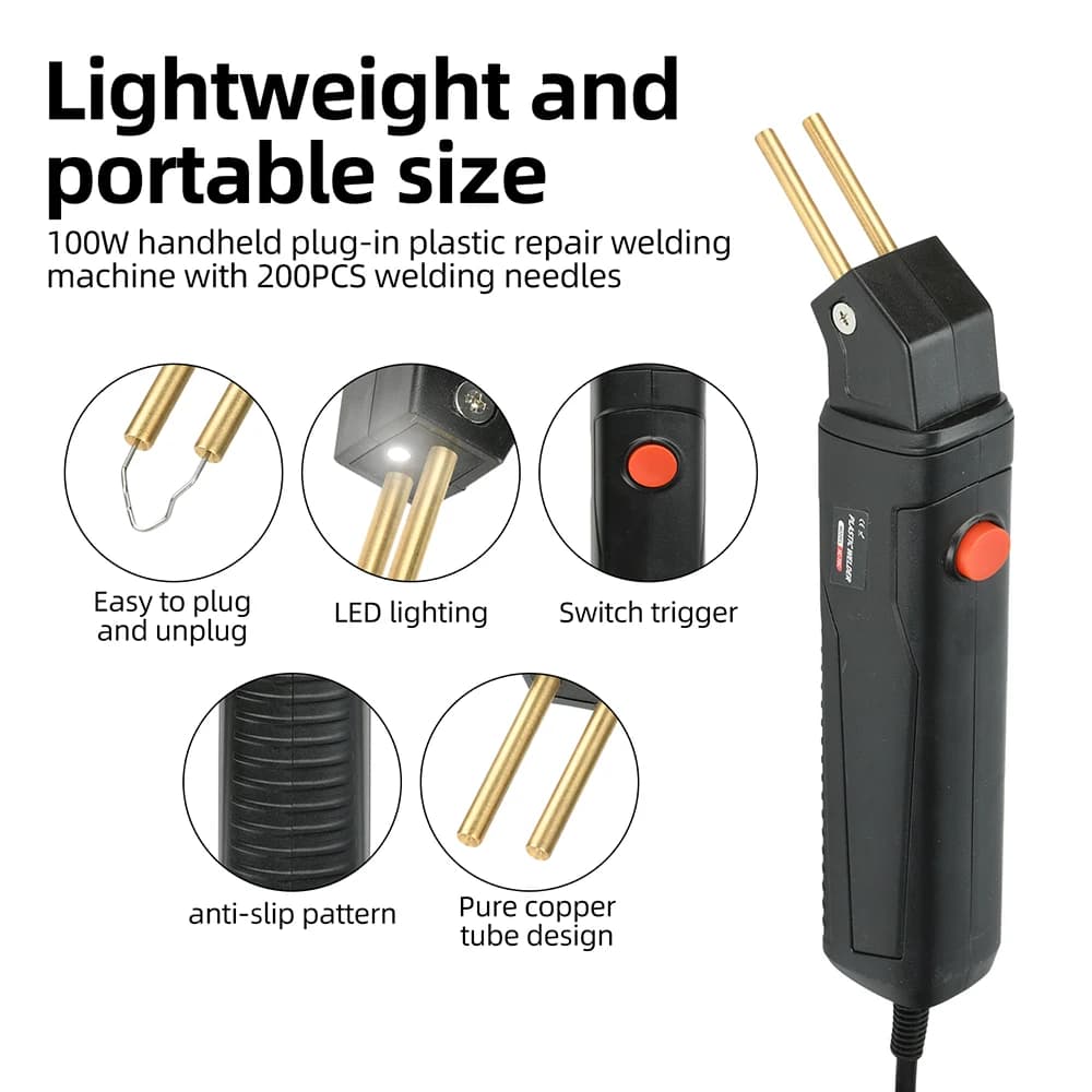 100W Handheld Plug-in Plastic Welder 200PCS Welding Pins Staples Hot Stapler Kit Plastic Welder Gun Kit Car Bumper Repair Kit
