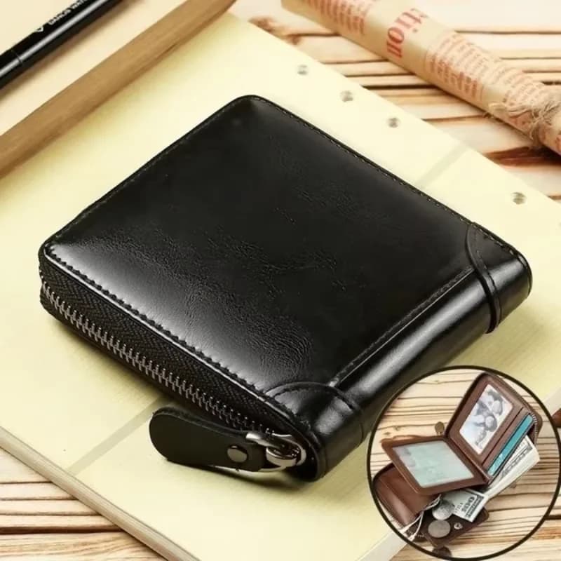 Portafoglio WEIXIE con Cerniera in Pelle, Portafoglio Bifold con Chiusura a Zip, Piccolo Portamonete RFID