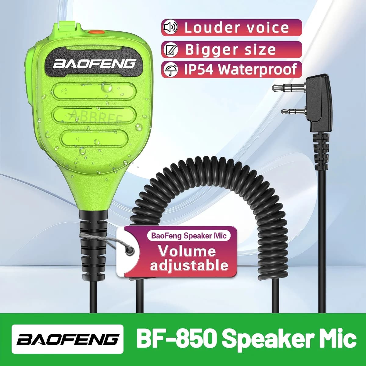 Microfono Altoparlante BAOFENG BF-850 per Walkie Talkie, Impermeabile IP54, Volume Regolabile, Connettore K per Radio Bidirezionale UV-5R BF-888S AR-152 PRO