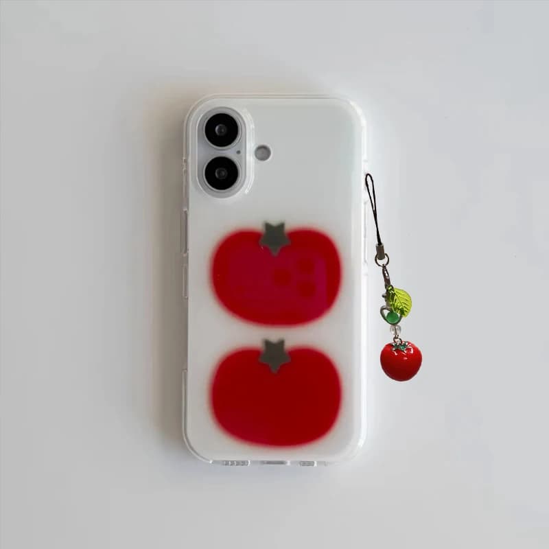 Korean Ins Due Ted Tomato Cartoon Creative Phone Case For iPhone 17 AIR 16 15 14 13 12 11 Pro Max Y2K Simple Kawaii Cover