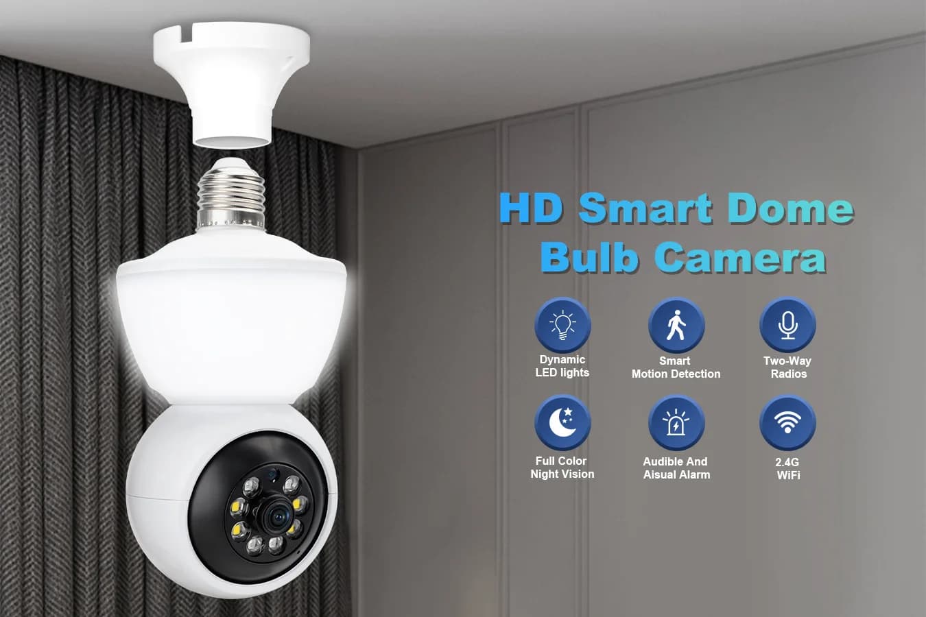 Yoosee APP 2MP 1080P E27 Allarme PTZ wireless Telecamera dome IP Full Color AI Rilevazione umanoide Sicurezza domestica CCTV Baby Monitor