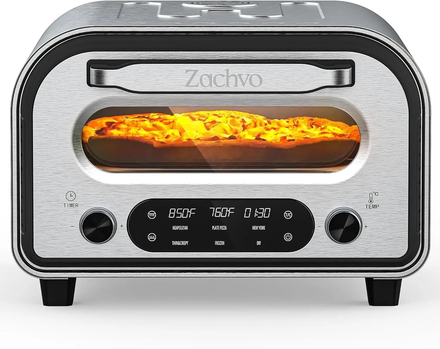 Forno Elettrico per Pizza da Interno, Riscaldamento fino a 850 Gradi ° Forno per Pizza da 12 Pollici, Cuoce in 90 Secondi con Impostazioni Touch Screen e Pala in Pietra Inclusa