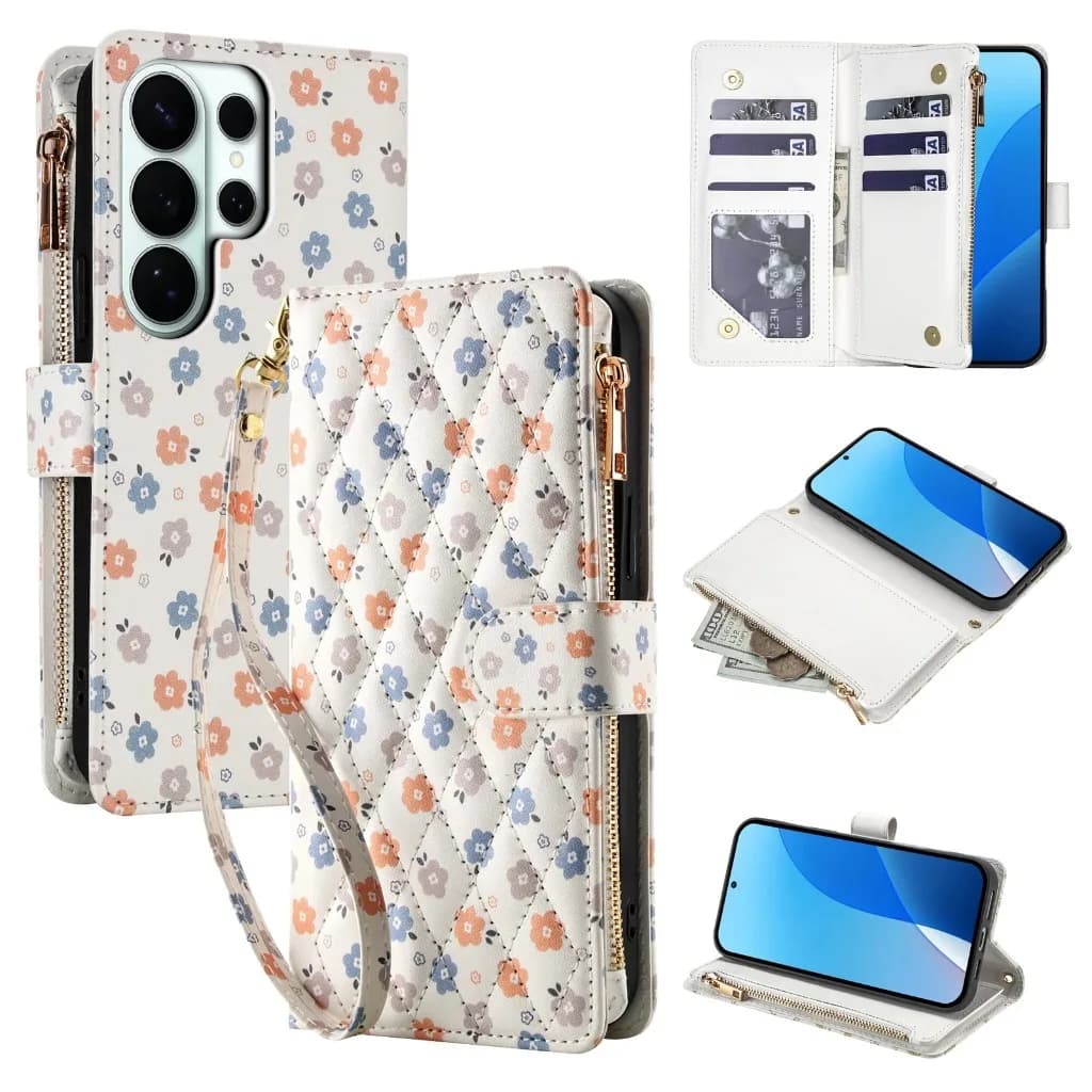 Custodia a tracolla con cerniera e porta carte per telefono, con laccetto da polso per Samsung S26 Ultra S25 S24 Plus S23 S22 A17 A07 A57 A37