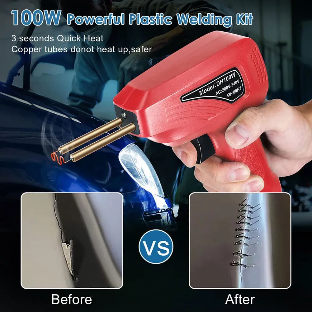 Set di Pistole per Saldatura in Plastica con Impugnatura in Rame Puro Anti-Bruciatura, Riscaldamento Rapido in 3 Secondi per Kit di Riparazione Paraurti Auto