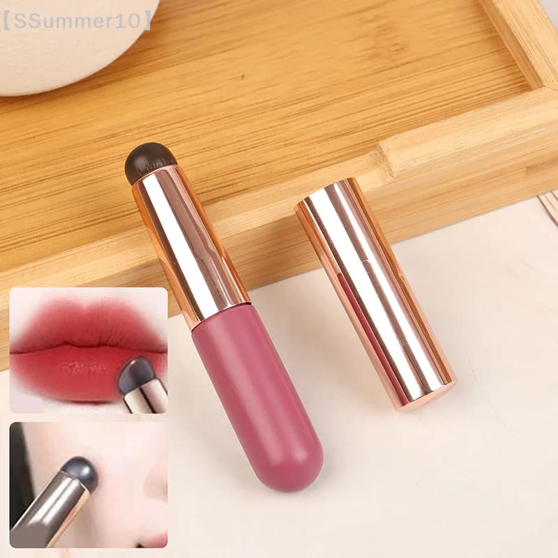【SSummer10】Q Pennello per labbra in morbido silicone con copertura antipolvere - Applicatore per rossetto a testa rotonda, strumento cosmetico multiuso per ombretto【SS】