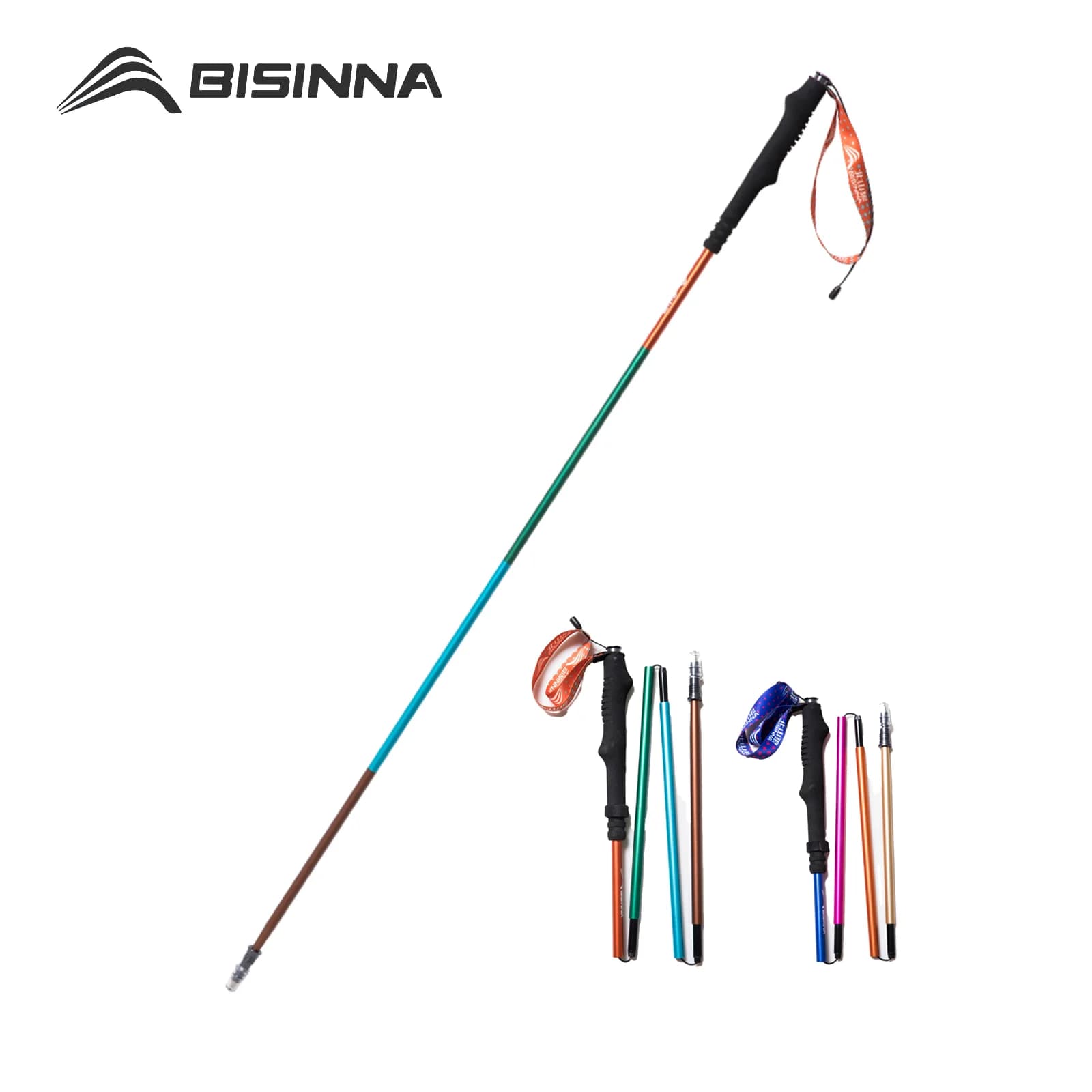 BISINNA 2pcs Trekking Poles Portable 7075 Aluminum Trail Running Sticks Ultralight Folding Hiking Canes with Storage Bag