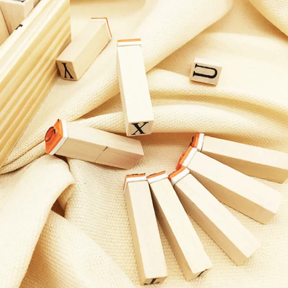 1Set Premium Wooden English Letter Seal Stamp Kit Lightweight Portable for Kids DIY Craft Projects Scrapbooking Journaling