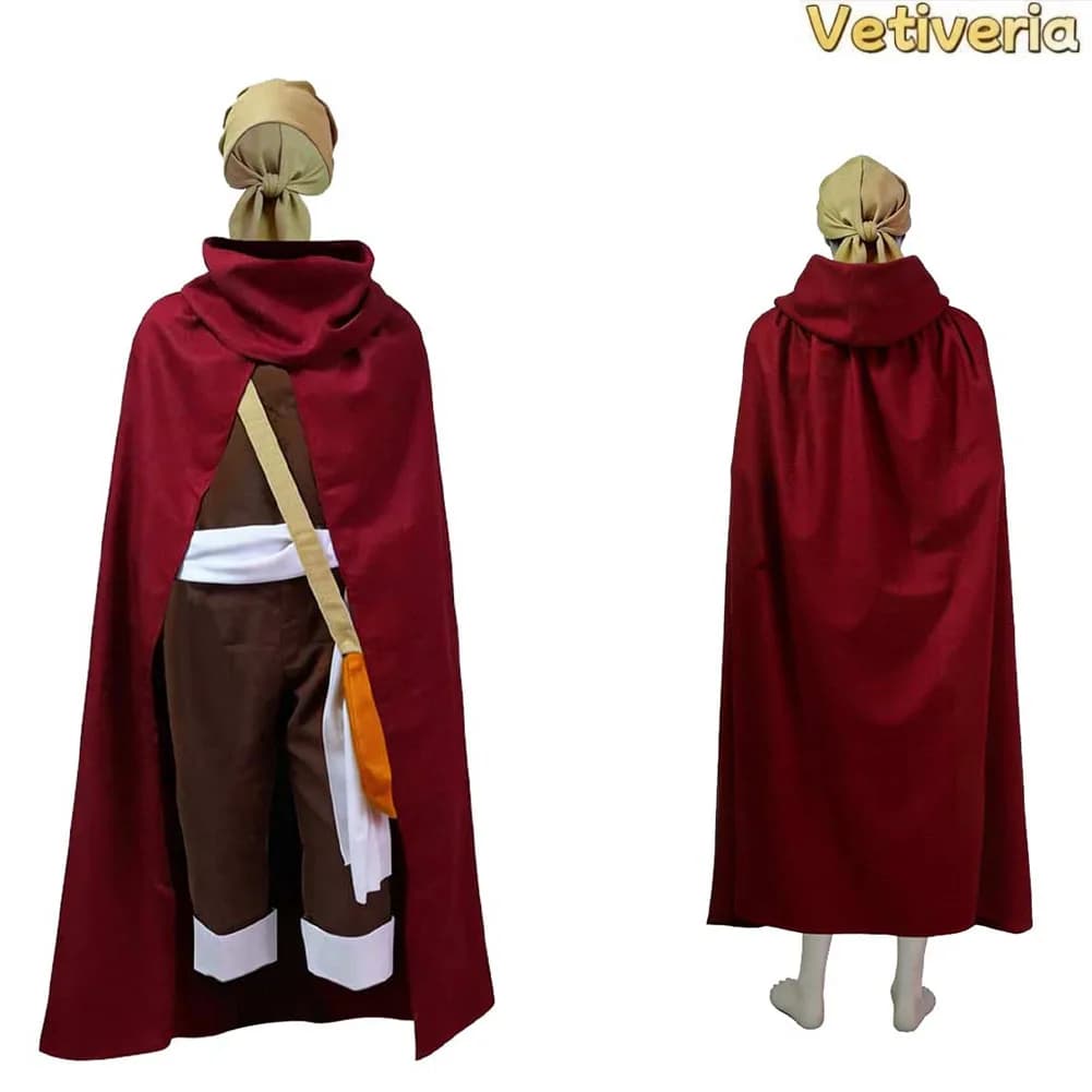 Costume da uomo Usopp Cosplay: Sciarpa, Tuta, Mantello, Borsa, Accessori per Navigazione, Travestimento Maschile per Halloween, Carnevale, Feste a Tema Fantasy