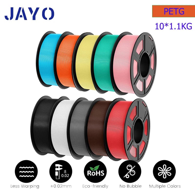 3D JAYO PLA PLUS/PLA /PETG/PLA + 2.0/ABS/TPU 1.75mm 10 rolls for FDM 100% No bubbel 3D printer materials DIY Gift