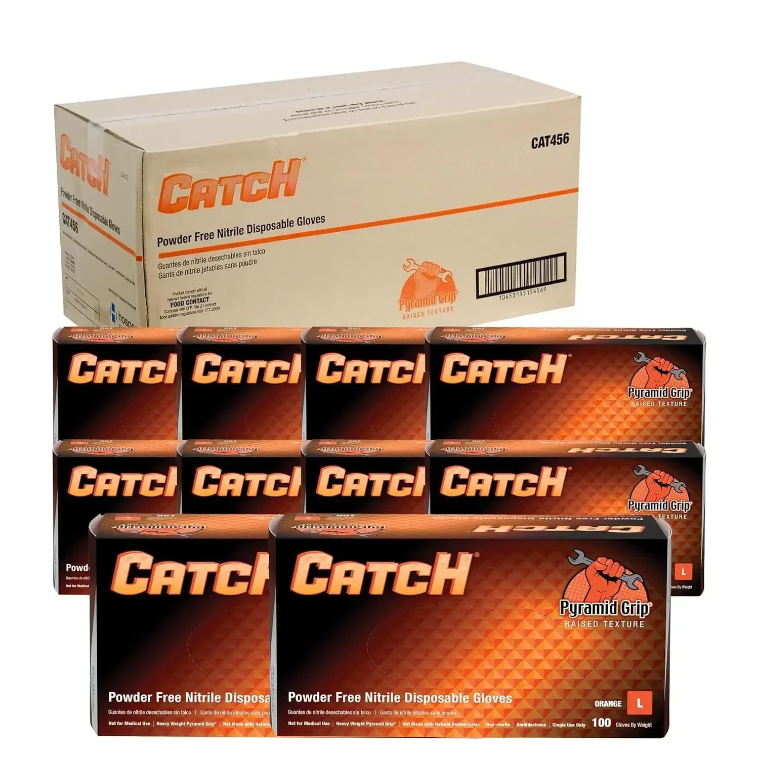 Guanti in Nitrile Monouso ProWorks CATCH – 9 Mil, Guanti da Lavoro Resistenti con Presa a Piramide in Rilievo, Senza Lattice e Senza Polvere