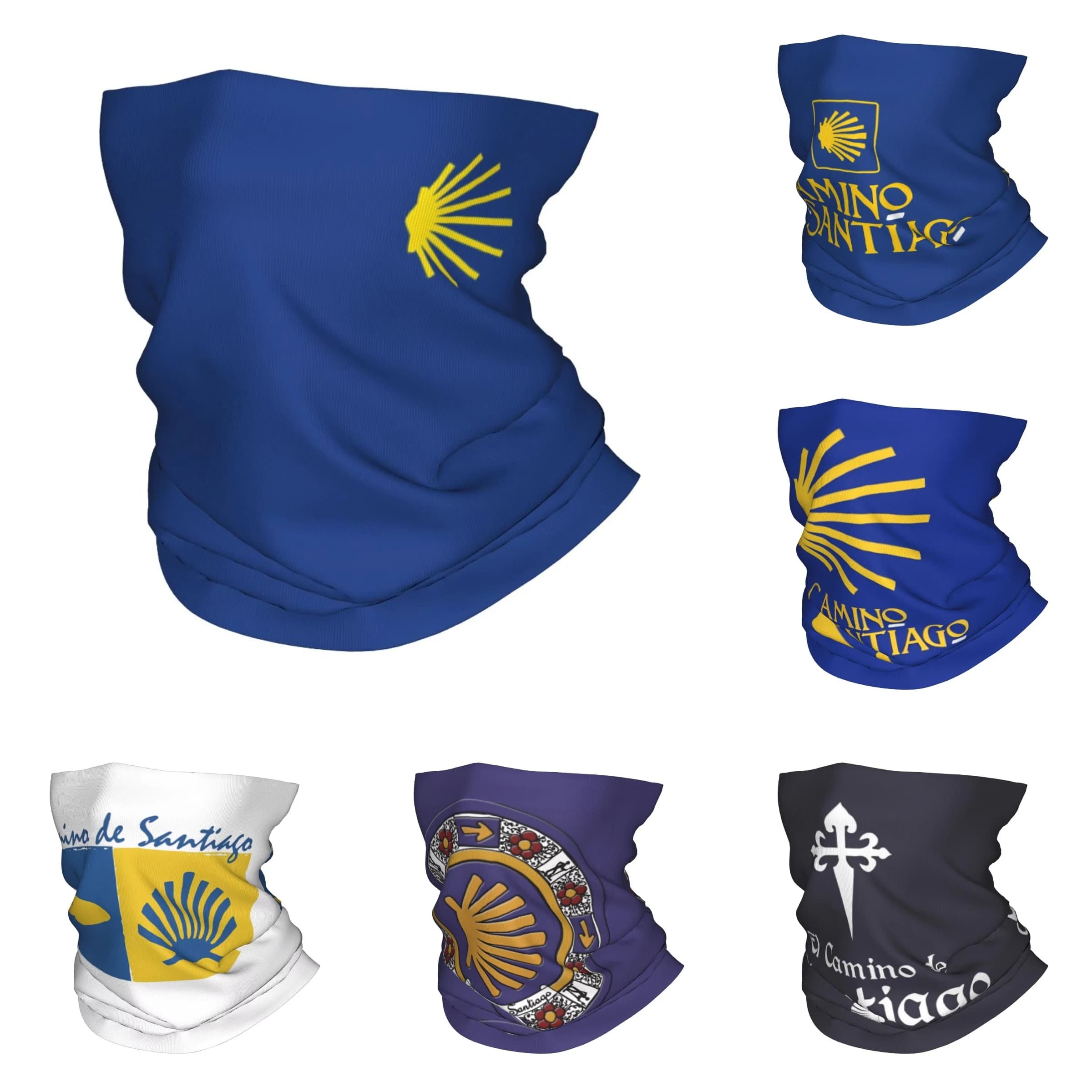 Camino De Santiago, Scaldacollo Printed Effect Sun Rays, Multifunctional Scarf for Hiking, Face Mask for Men and Women Adults